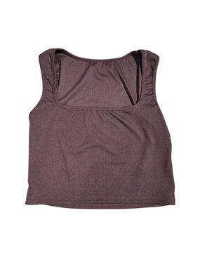 NWOT | Chocolate Brown Ribbed Square Neck Crop Tank Top Medium